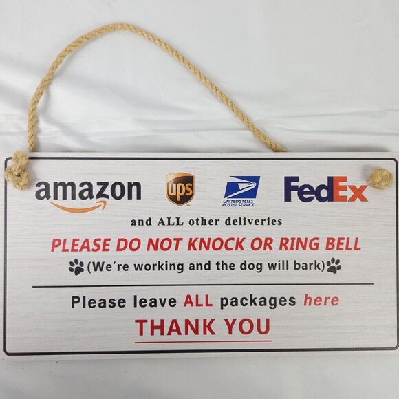 Please Do Not Knock Or Ring Doorbell Dog Will Bark Board Sign 12" x 6" - Picture 1 of 2
